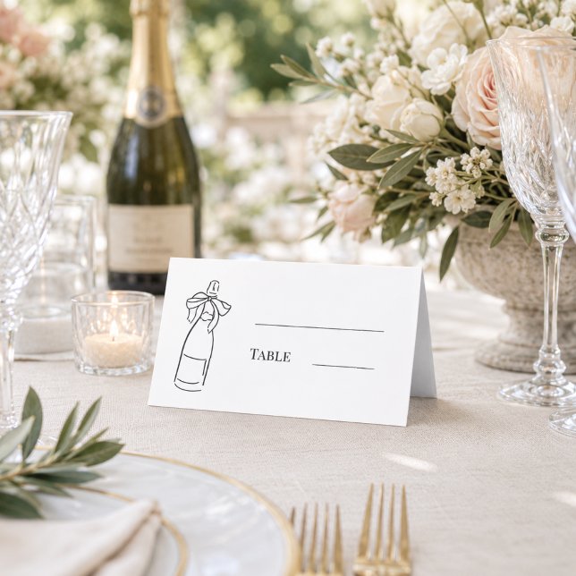 Carte De Placement Bouteille de champagne dessinée à la main pour fêt (Créateur téléchargé)