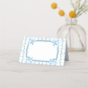 Carte De Placement Bow bleu avec Vintage floral