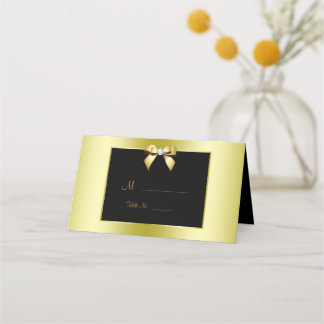 Carte De Placement Bow or glamour et Mariage noir