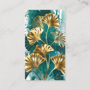 Carte De Placement Branche avec Feuilles d'or Ginko Biloba
