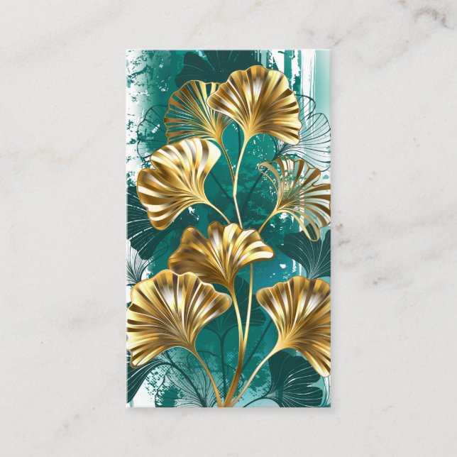 Carte De Placement Branche avec Feuilles d'or Ginko Biloba (Devant)