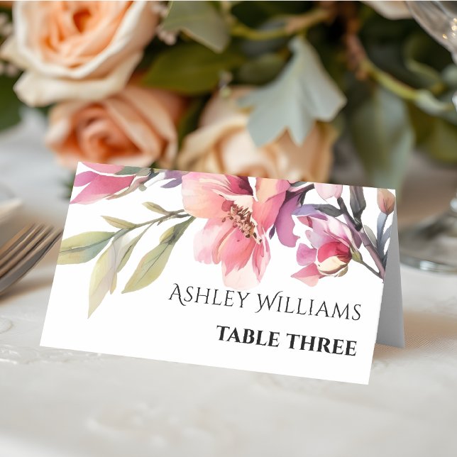 Carte De Placement Branche de rhododendron fleurs rose pêche mariage (Créateur téléchargé)