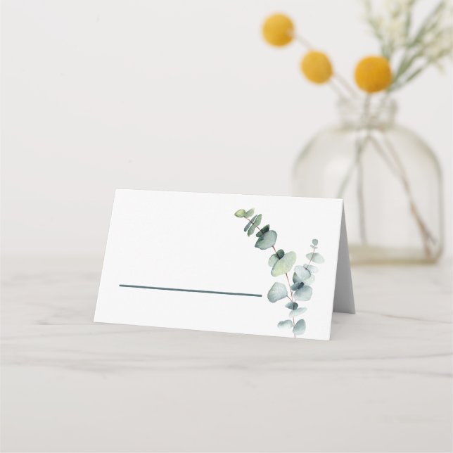 Carte De Placement Branche d'eucalyptus minimale moderne simple (Devant)