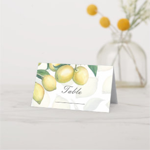 Carte De Placement Branches de Citron Blanc & Jaune Numéro de Table d