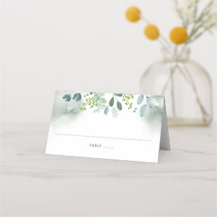 Carte De Placement Branches Feuilles vertes aquarelles
