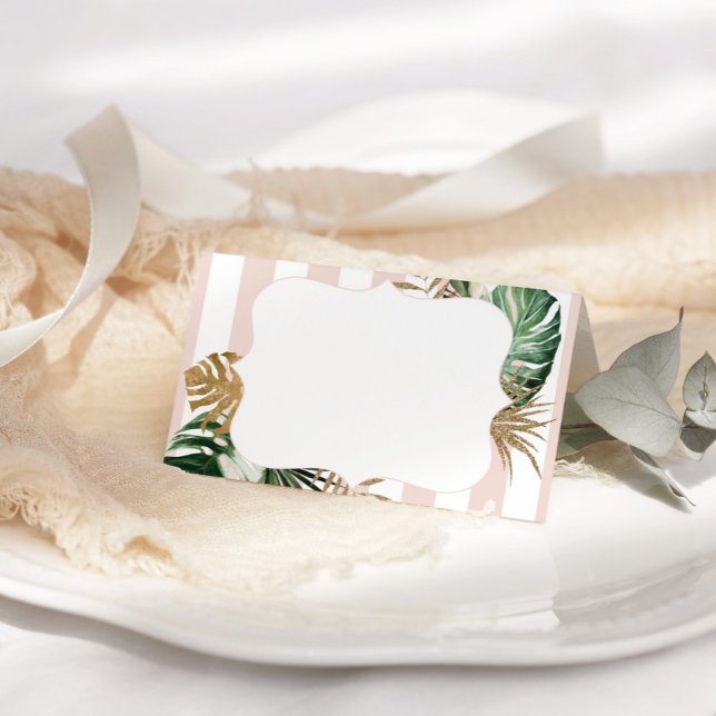 Carte De Placement Brayures roses tropicale plm plage chic mariage (Créateur téléchargé)