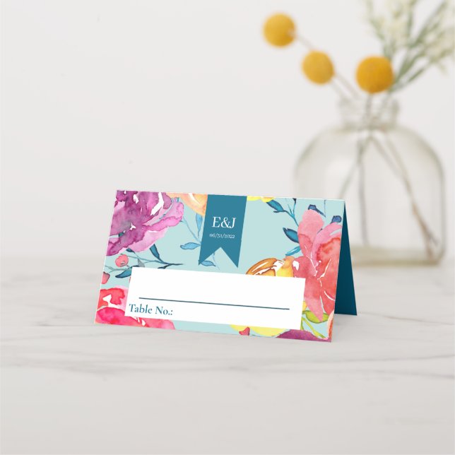 Carte De Placement Bright Été coloré Mariage (Devant)