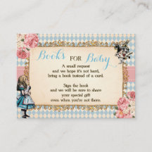 Bring a Book Alice in Wonderland Baby Shower Card