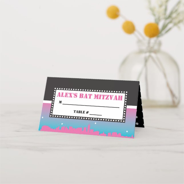 Carte De Placement BROADWAY VIP Bar Bat mitzvah Siège Carte d'escorte (Devant)