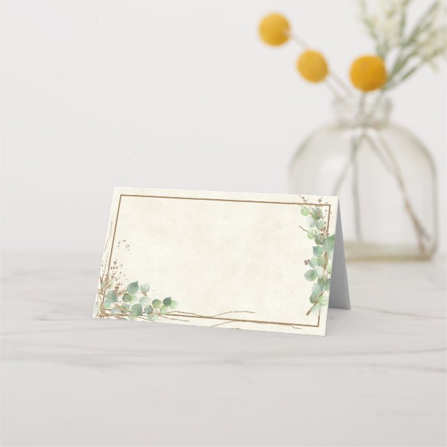 Carte De Placement Budget vierge mariage Eucalyptus et or   (Devant)