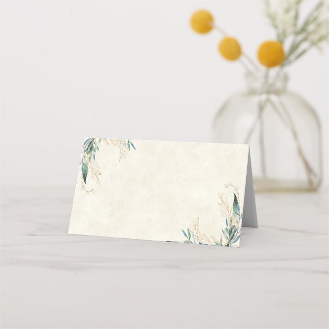 Carte De Placement Budget vierge mariage Eucalyptus et or (Devant)