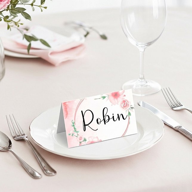 Carte De Placement Budget vierge mariage floral rose  (Créateur téléchargé)