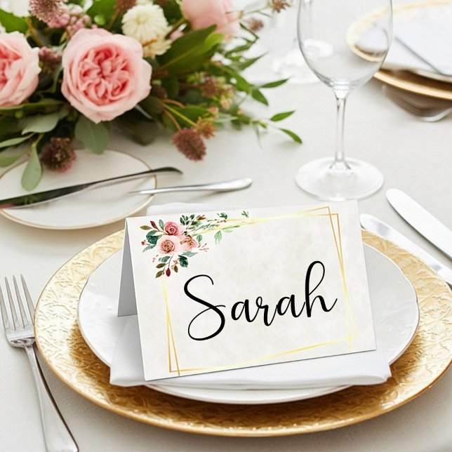 Carte De Placement Budget vierge Mariage rose et or élégant   (Créateur téléchargé)