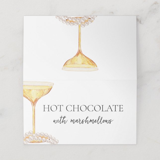 Carte De Placement Buffet de perles et de Prosecco pour enterrement d (Extérieur déplié)