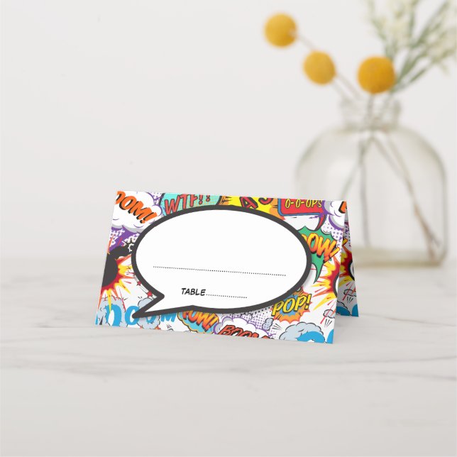 Carte De Placement Bulle de dialogue moderne drôle mariage rétro band (Devant)