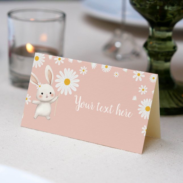Carte De Placement Bunny Daisy Girl Birthday Party Place Card (Créateur téléchargé)