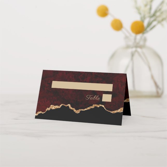 Carte De Placement Burgundy Agate Gold Agate Mariage Table Place Card (Devant)