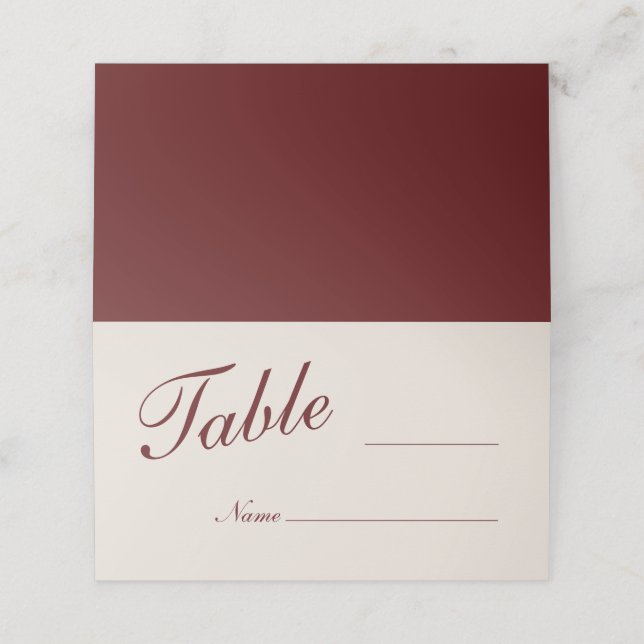 Carte De Placement Burgundy Blank Wedding Place Cards (Extérieur déplié)