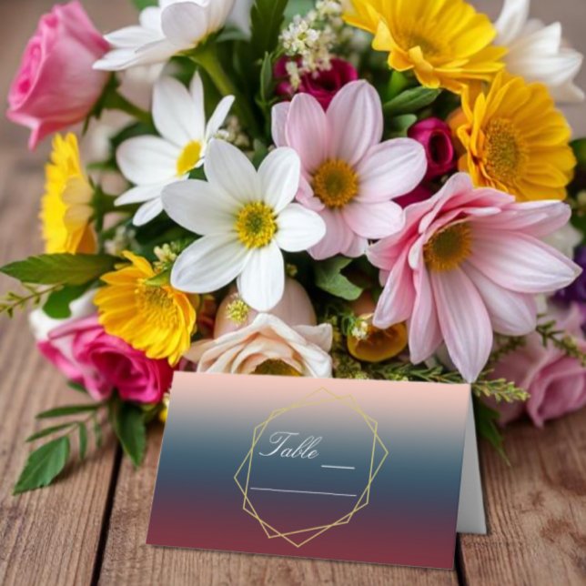 Carte De Placement Burgundy Navy Blush Ombre Mariage géométrique (Créateur téléchargé)