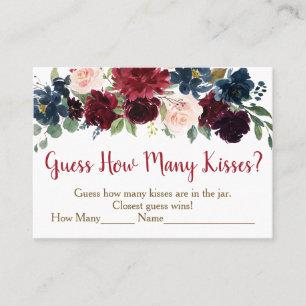 Carte De Placement Burgundy & Navy Floral Devinez Combien De Baisers 