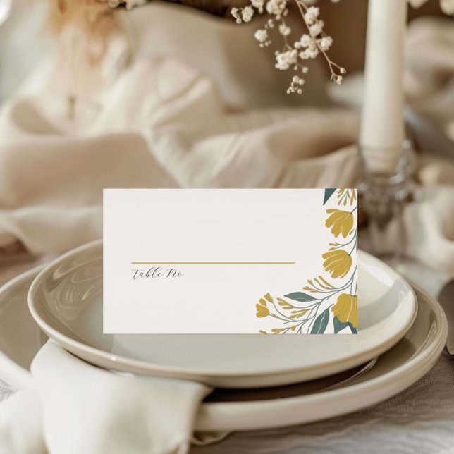 Carte De Placement Buttercup Jaune or Mariage Floral moderne (Créateur téléchargé)