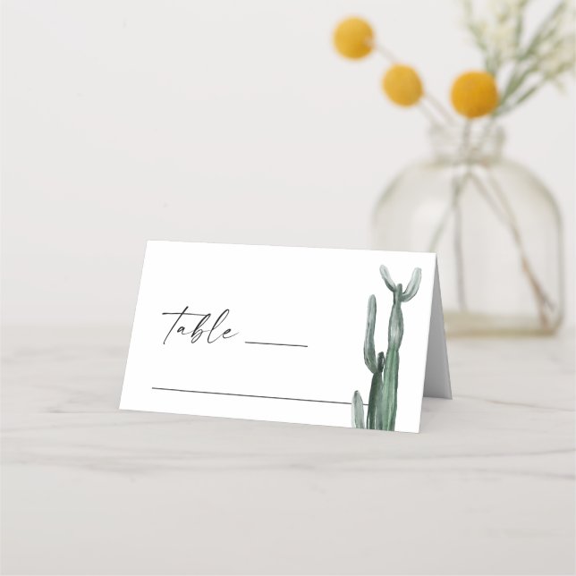 Carte De Placement Cactus Bohème Aquarelle | Mariage Rustique du Dése (Devant)