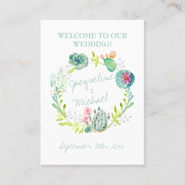 Carte De Placement Cactus du désert Table à feuilles succulentes Plac (Devant)