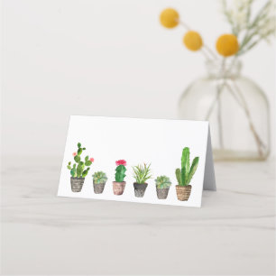 Carte De Placement Cactus et Succulentes en Pot à l'Aquarelle Bohème
