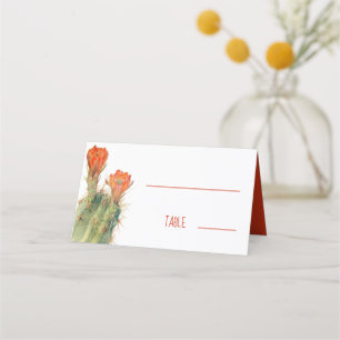 Carte De Placement Cactus Floral Fleurs Rouges Aquarelle Mariage  