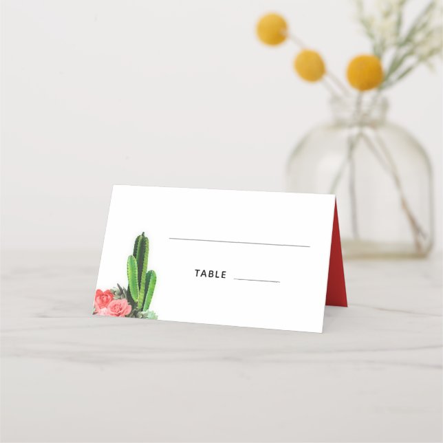 Carte De Placement Cactus modernes, Succulent et Floral (Devant)
