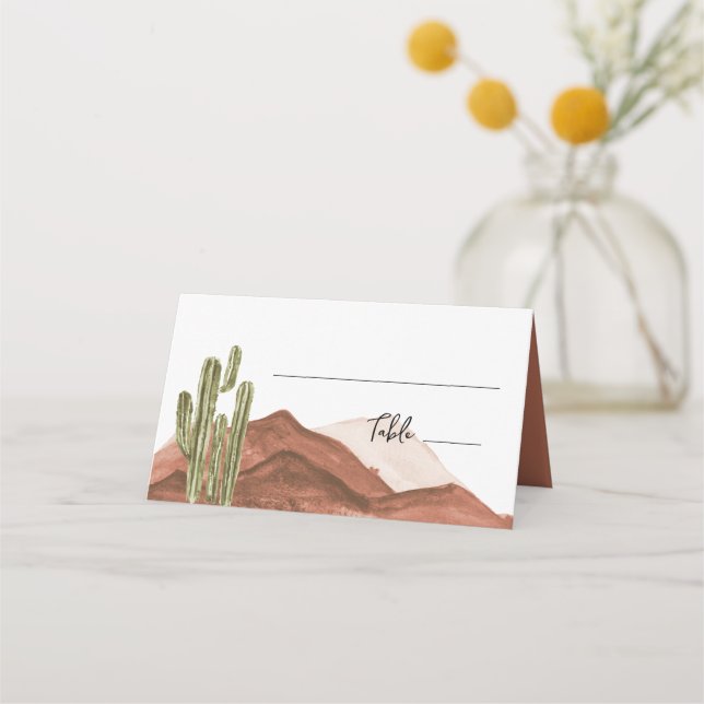 Carte De Placement Cactus western Mariage Place card boho (Devant)