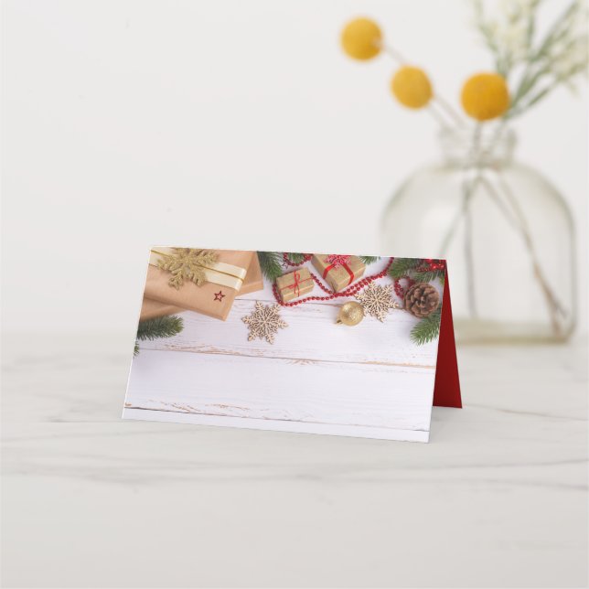 Carte De Placement Cadeaux de Noël Pine Cones et Snowflake | Fêtes (Devant)