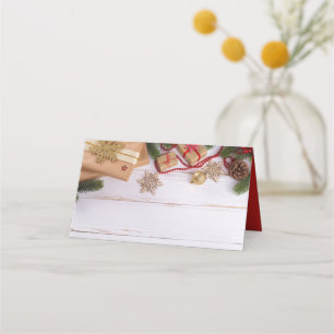 Carte De Placement Cadeaux de Noël Pine Cones et Snowflake Vacances