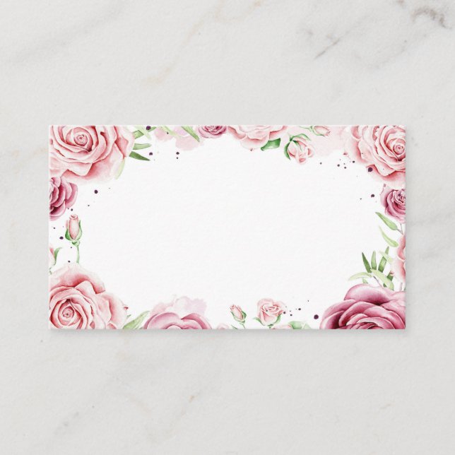 Carte De Placement Cadre de roses en aquarelle rose Mariage (Devant)