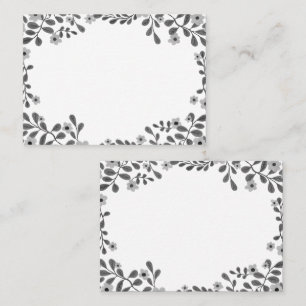 Carte De Placement Cadre Floral Fleurs Douces Bohème Personnalisé N&B