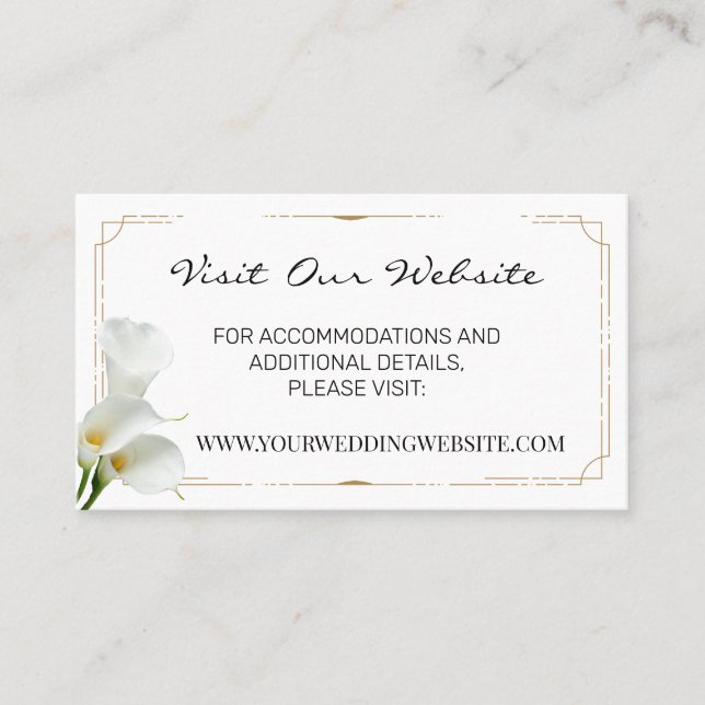 Carte De Placement Calla Lily site mariage de verdure Insérer une car (Devant)