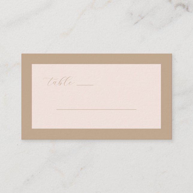 Carte De Placement Calligraphie beige élégante (Devant)