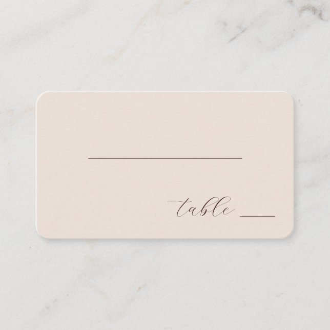 Carte De Placement Calligraphie beige minimaliste (Devant)