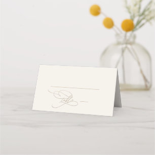 Carte De Placement Calligraphie d'or romantique   Mariage ivoire