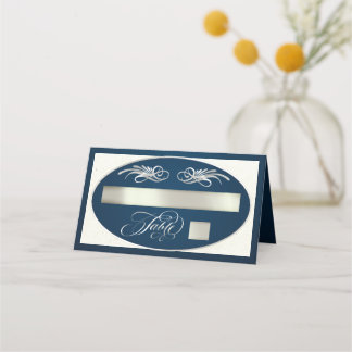 Carte De Placement Calligraphie élégante - Bleu/Argent
