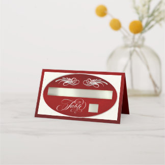 Carte De Placement Calligraphie élégante - Rouge/Argent