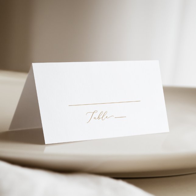 Carte De Placement Calligraphie Or Délicate | Mariage plié à la crème (Créateur téléchargé)
