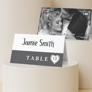 Carte De Placement Caméra vidéo Mariage de coeur photo