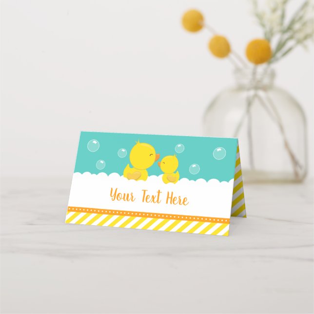 Carte De Placement Caoutchouc Jaune et Baby shower vert (Devant)