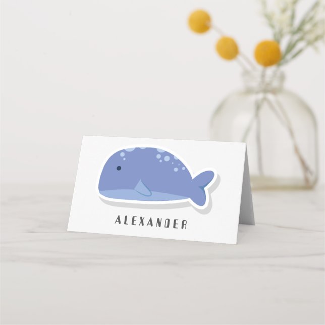 Carte De Placement Caricature mignonne collant plat Baleine Personnal (Devant)