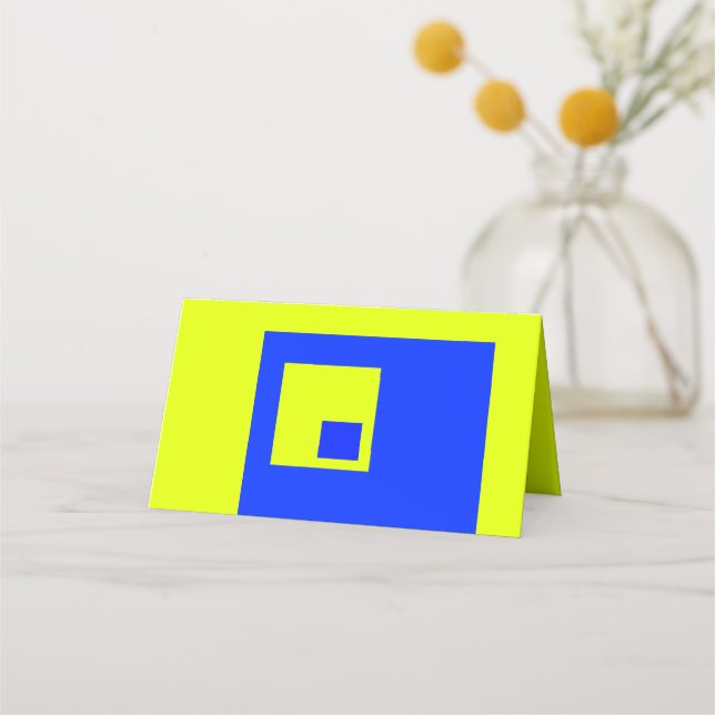 Carte De Placement Carré jaune et bleu (Devant)