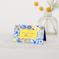 Carreau d'azulejos portugais bleu jaune Lieu de ma