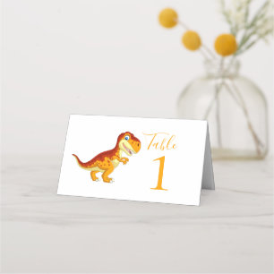 Carte De Placement Carte d'anniversaire de Dinosaur Gold Place