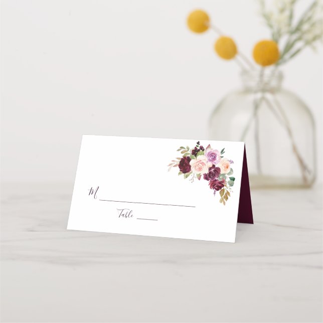 Carte De Placement carte de mariage à fleurs de prune peinte (Devant)