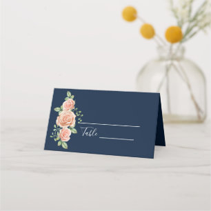 Carte De Placement Carte de Mariage Floral Blue Gold Blush